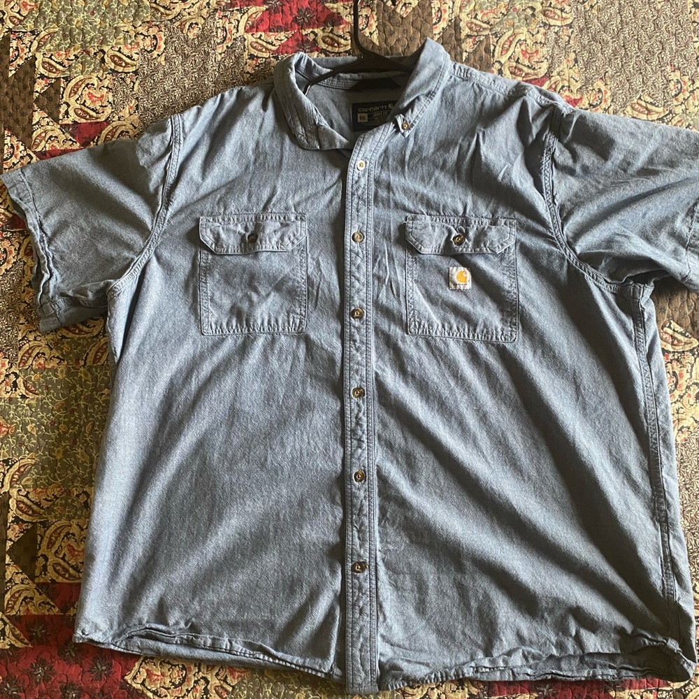 Carhartt Blue Casual Button Down Shirt Relaxed Fit